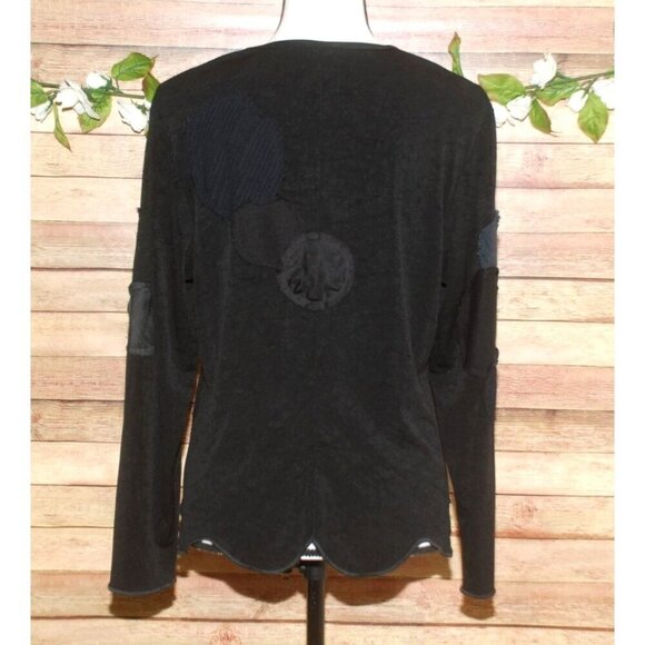 Staley Gretzinger Sz M Black Art-to-Wear Circle Patch Top Shirt Long Sleeve NWOT - Picture 6 of 12